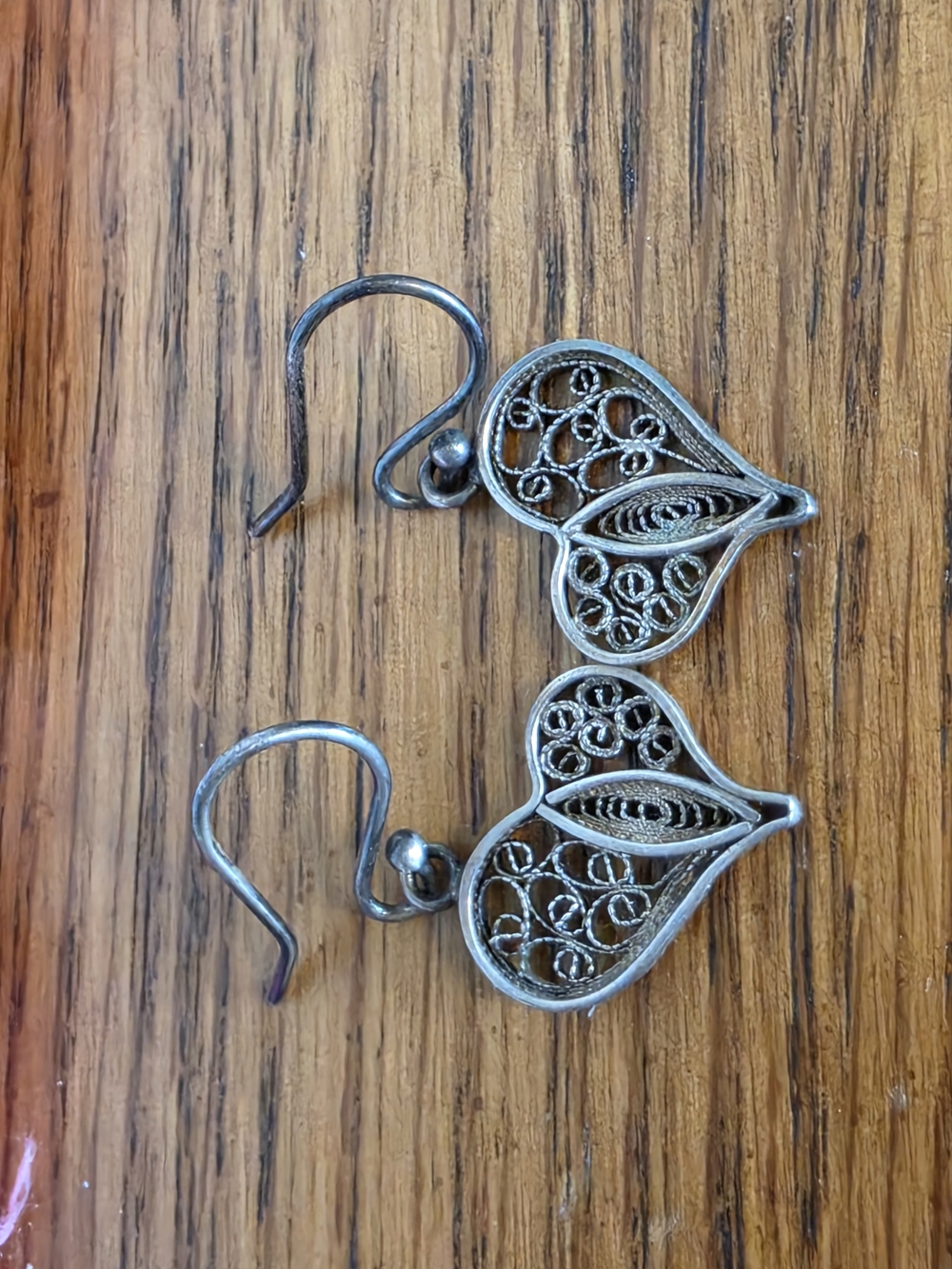 Filigree Heart Drop Earrings - sterling Silver